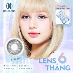 Kính Áp Tròng Heli 6 Tháng Màu Warm Gray 0-8 Độ Cận BST 12 Màu Trendy