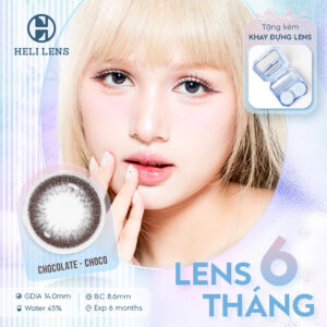 Kính Áp Tròng Heli 6 Tháng Màu Chocolate Choco 0-8 Độ Cận BST 12 Màu Trendy