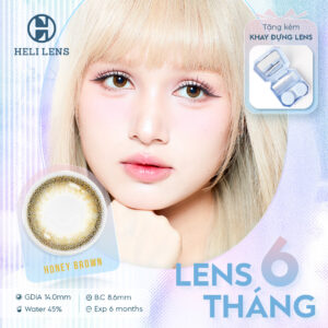Kính Áp Tròng Heli 6 Tháng Màu Honey Brown 0-8 Độ Cận BST 12 Màu Trendy
