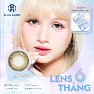Kính Áp Tròng Heli 6 Tháng Màu Light Brown 0-8 Độ Cận BST 12 Màu Trendy