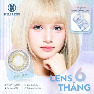 Kính Áp Tròng Heli 6 Tháng Màu Light Gray 0-8 Độ Cận BST 12 Màu Trendy