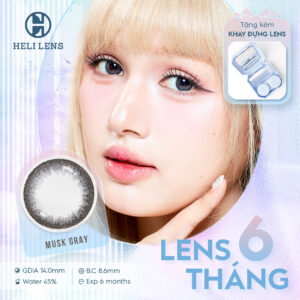 Kính Áp Tròng Heli 6 Tháng Màu Musk Gray 0-8 Độ Cận BST 12 Màu Trendy