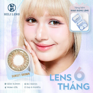 Kính Áp Tròng Heli 6 Tháng Màu Sunset Brown 0-8 Độ Cận BST 12 Màu Trendy