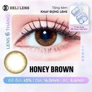 [1 CHIẾC] Kính Áp Tròng Heli 6 Tháng Màu Honey Brown 0 - 8 Độ Cận BST 12 Màu Trendy Hạn Chế UV