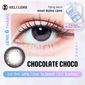 [1 CHIẾC] Kính Áp Tròng Heli 6 Tháng Màu Chocolate Choco 0 - 8 Độ Cận 12 Màu Trendy Hạn Chế UV