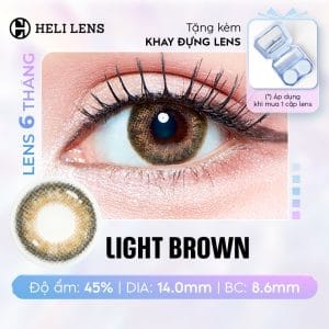 [1 CHIẾC] Kính Áp Tròng Heli 6 Tháng Màu Light Brown 0 - 8 Độ Cận BST 12 Màu Trendy Hạn Chế UV