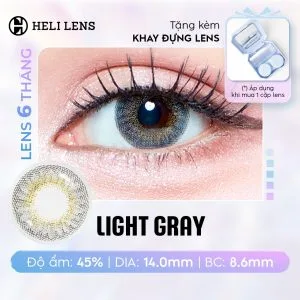[1 CHIẾC] Kính Áp Tròng Heli 6 Tháng Màu Light Gray 0 - 8 Độ Cận BST 12 Màu Trendy Hạn Chế UV